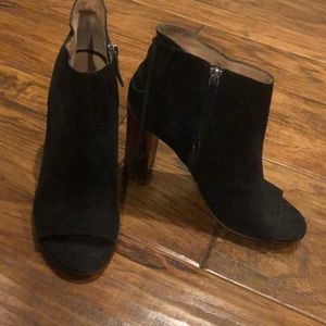 Halogen open toed black booties